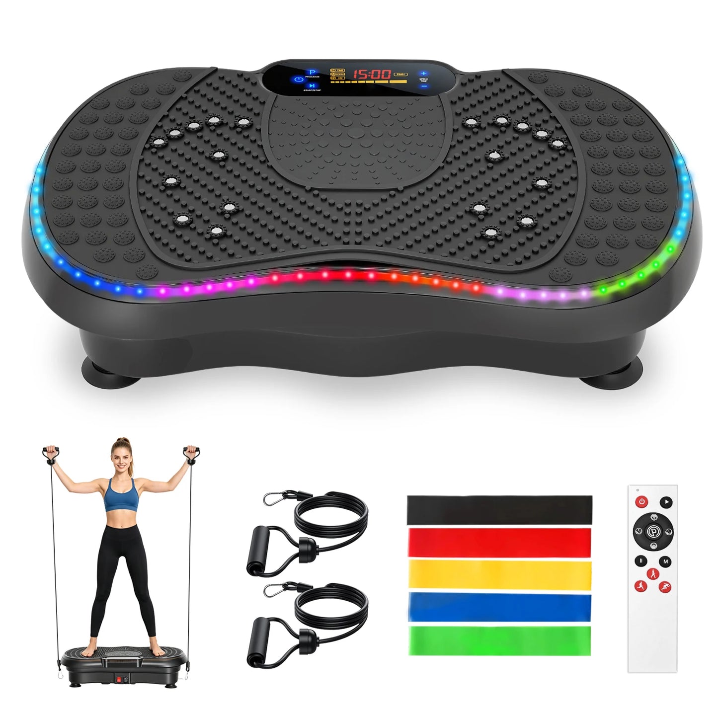 Smart Vibration Plate Exercise Machine With LED Light Strip 200 Speed Levels