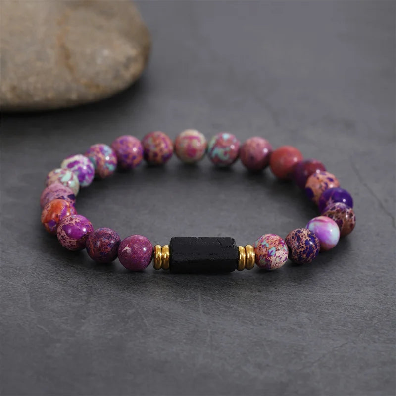 Raw Black Tourmaline Black Tourmaline bracelet, 6mm wrist mara, protection, grounding, stress relief, root chakra,1pc