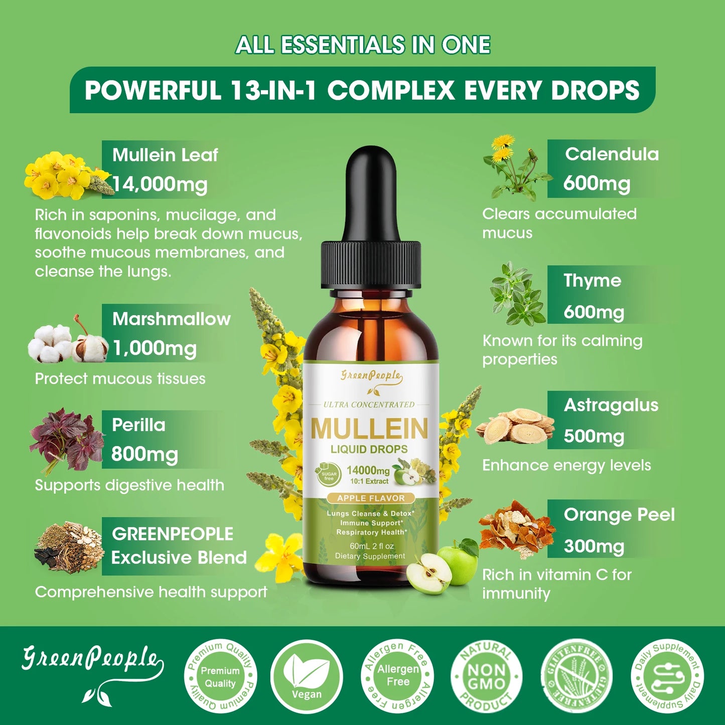MINCH Mullein Drops For Immune Support Throat And Lung Health