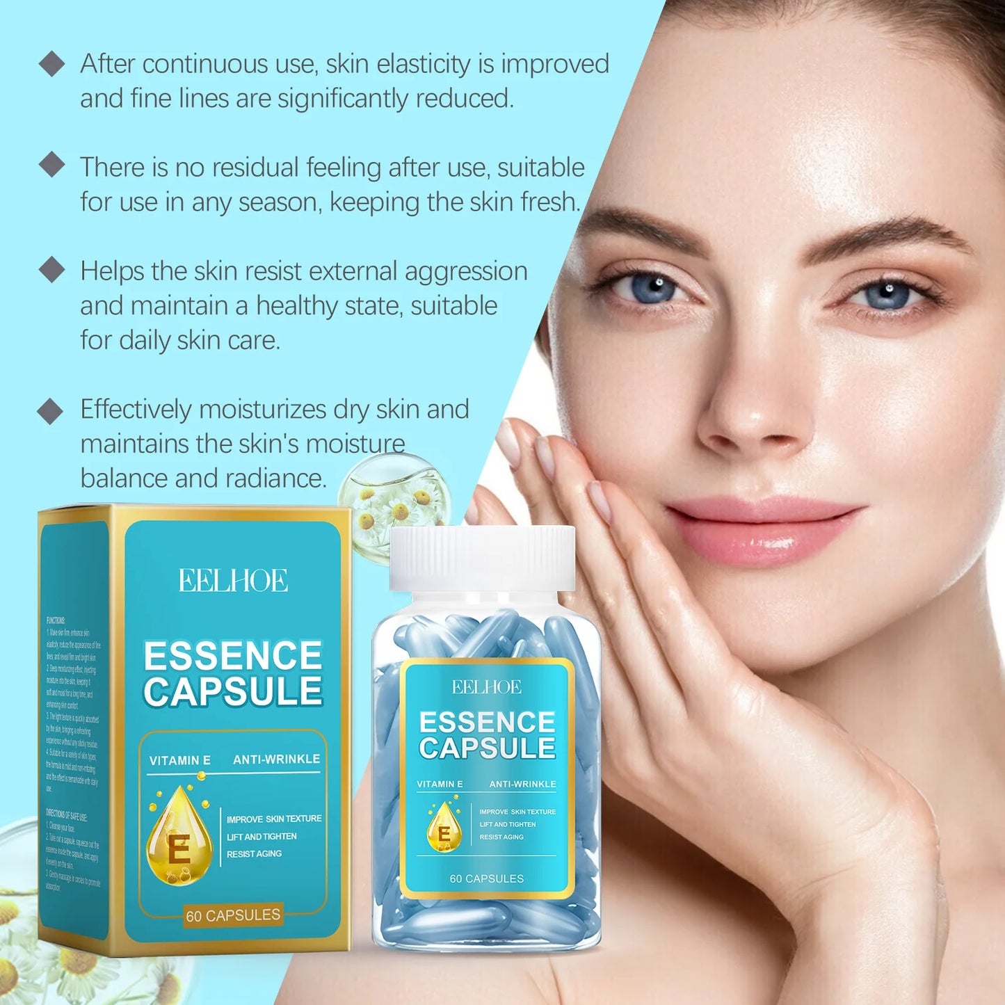 Eelhoe Facial Capsules Serum Moisturizing Anti Aging Vitamin E Care