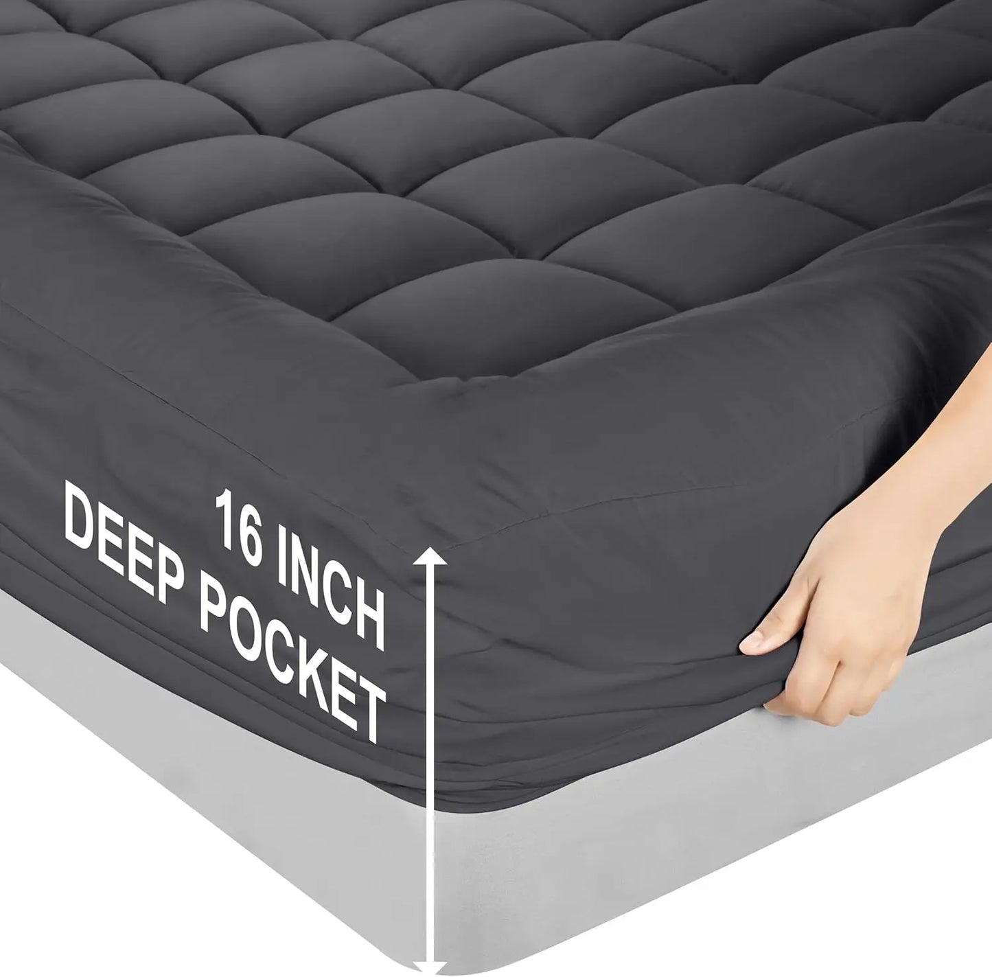 Bamboo Mattress Topper With Pillow Top For Back Pain Relief