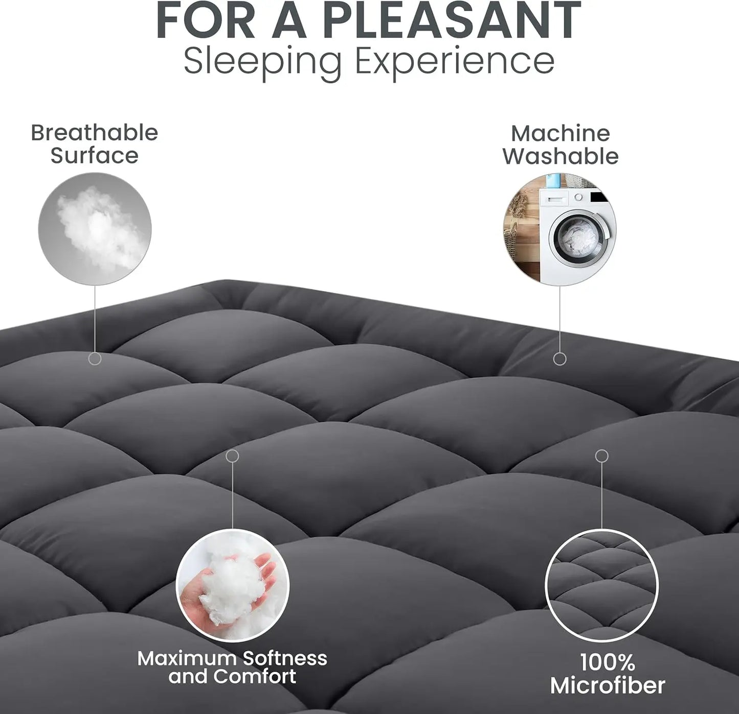 Bamboo Mattress Topper With Pillow Top For Back Pain Relief