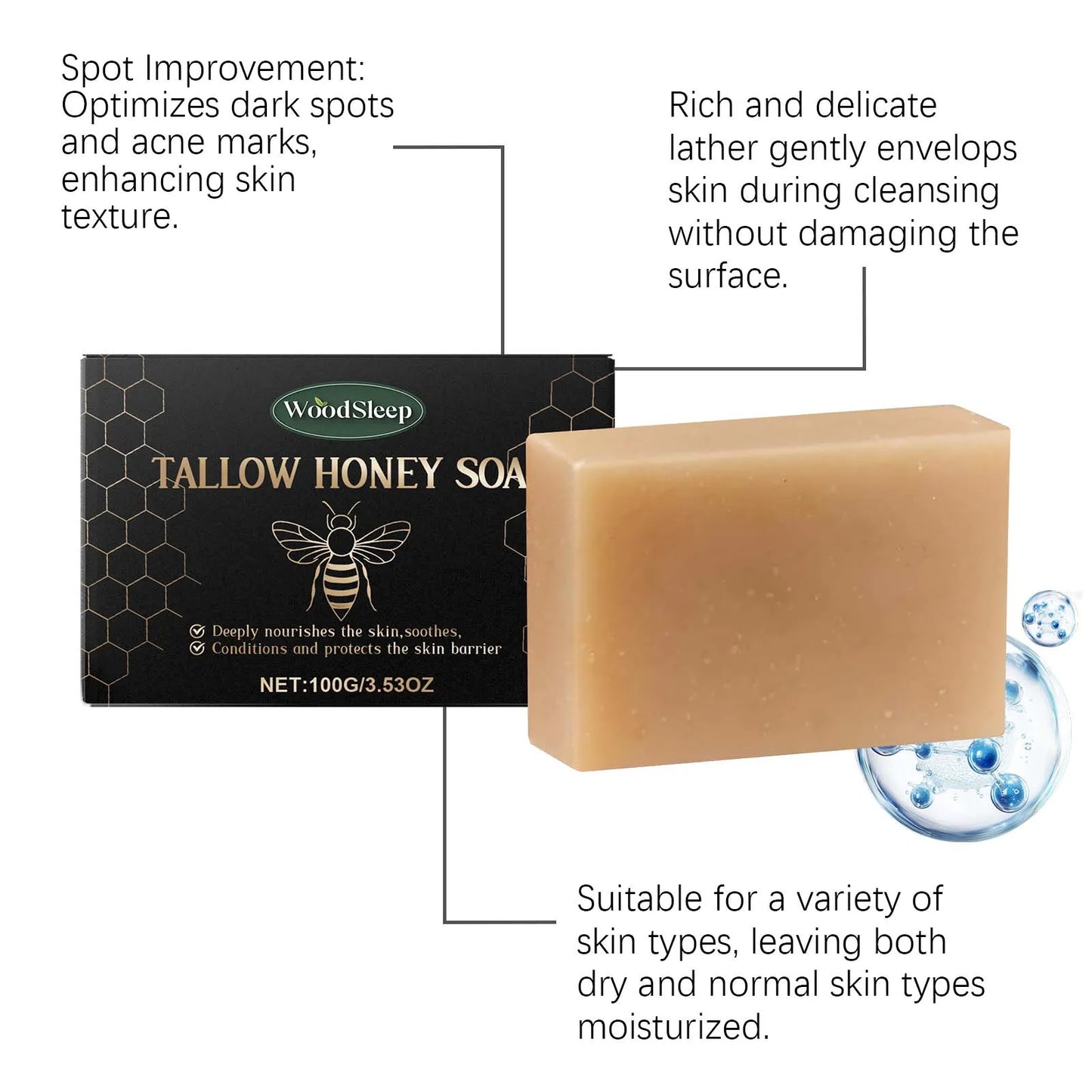 WoodSleep Beef Fat Soap Nourishing Skin Cleanser For Soft Moisture