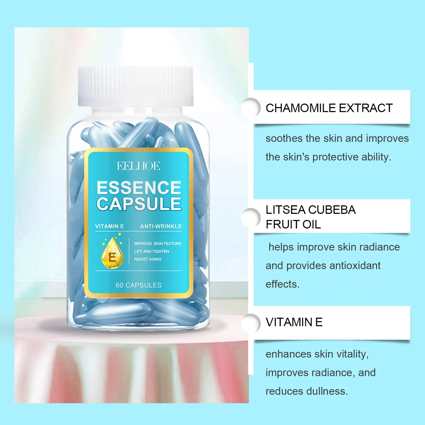 Eelhoe Facial Capsules Serum Moisturizing Anti Aging Vitamin E Care
