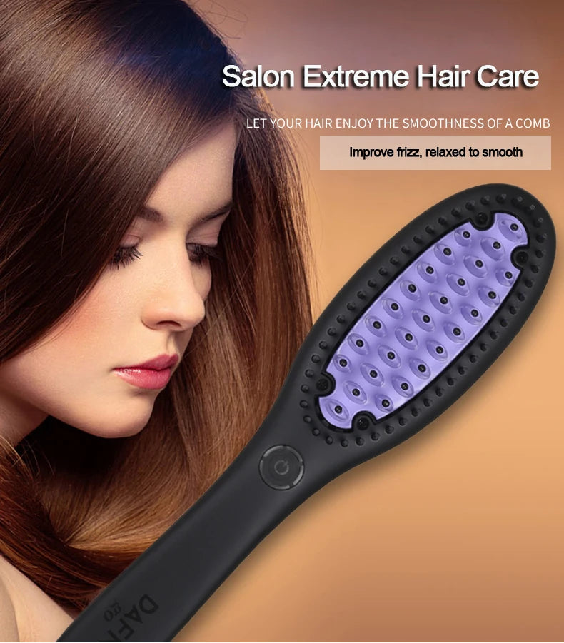 Hugebreen Hair Straightener Brush Ceramic Hot Comb