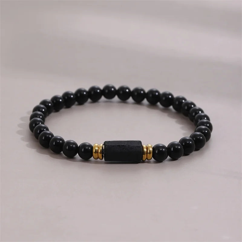 Raw Black Tourmaline Black Tourmaline bracelet, 6mm wrist mara, protection, grounding, stress relief, root chakra,1pc