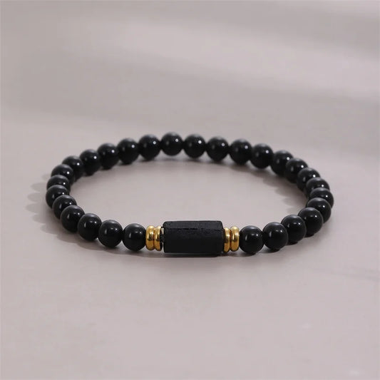 Raw Black Tourmaline Black Tourmaline bracelet, 6mm wrist mara, protection, grounding, stress relief, root chakra,1pc