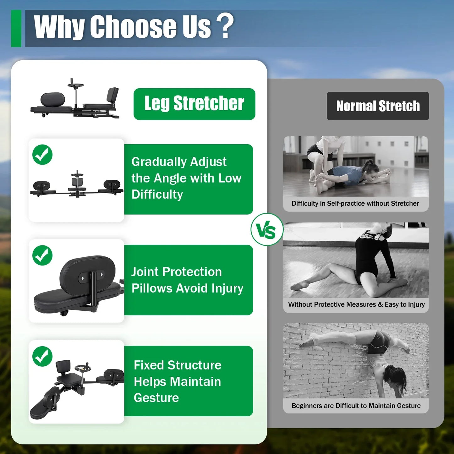 Leg Stretcher 3 Bar Leg Spreader Heavy Duty Flexibility