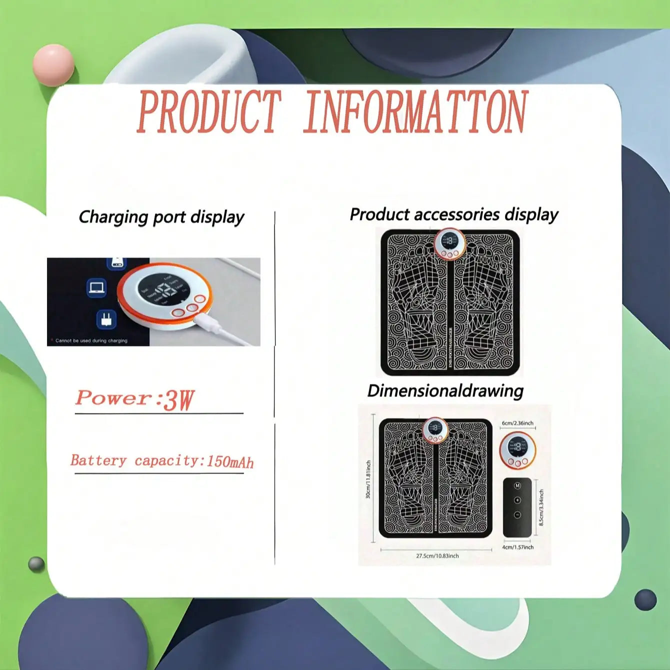 Electric EMS Foot Massage Mat For Pain Relief And Relaxation