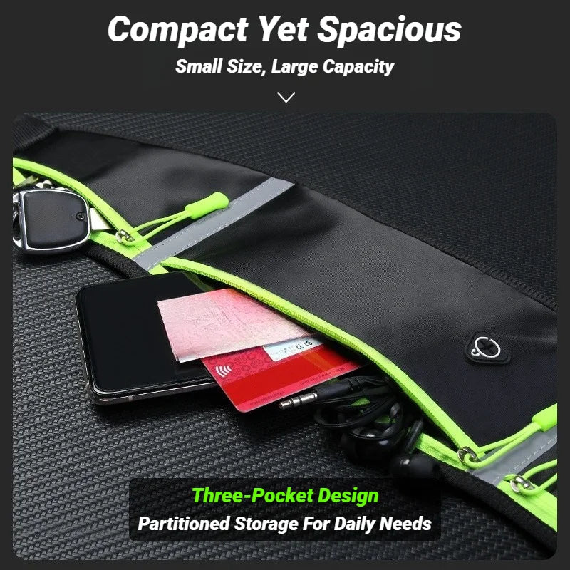 Outdoor Running Waist Bag With Three Waterproof Pockets For Phone