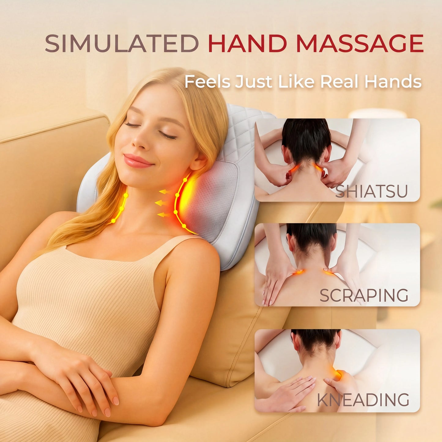 HIMOU Back Massager Neck And Heat 3D Kneading Pillow