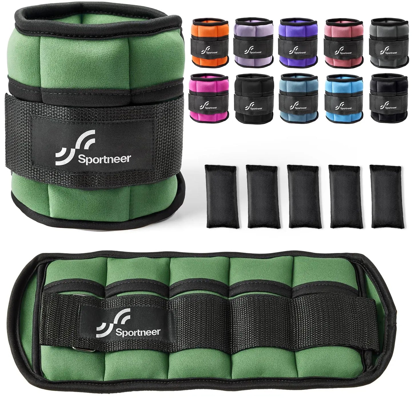 Sportneer Adjustable Ankle Weights 1Pair 10lb Leg Weight Straps for Women Men Weighted Ankle Weights Set for Gym Fitness Workout