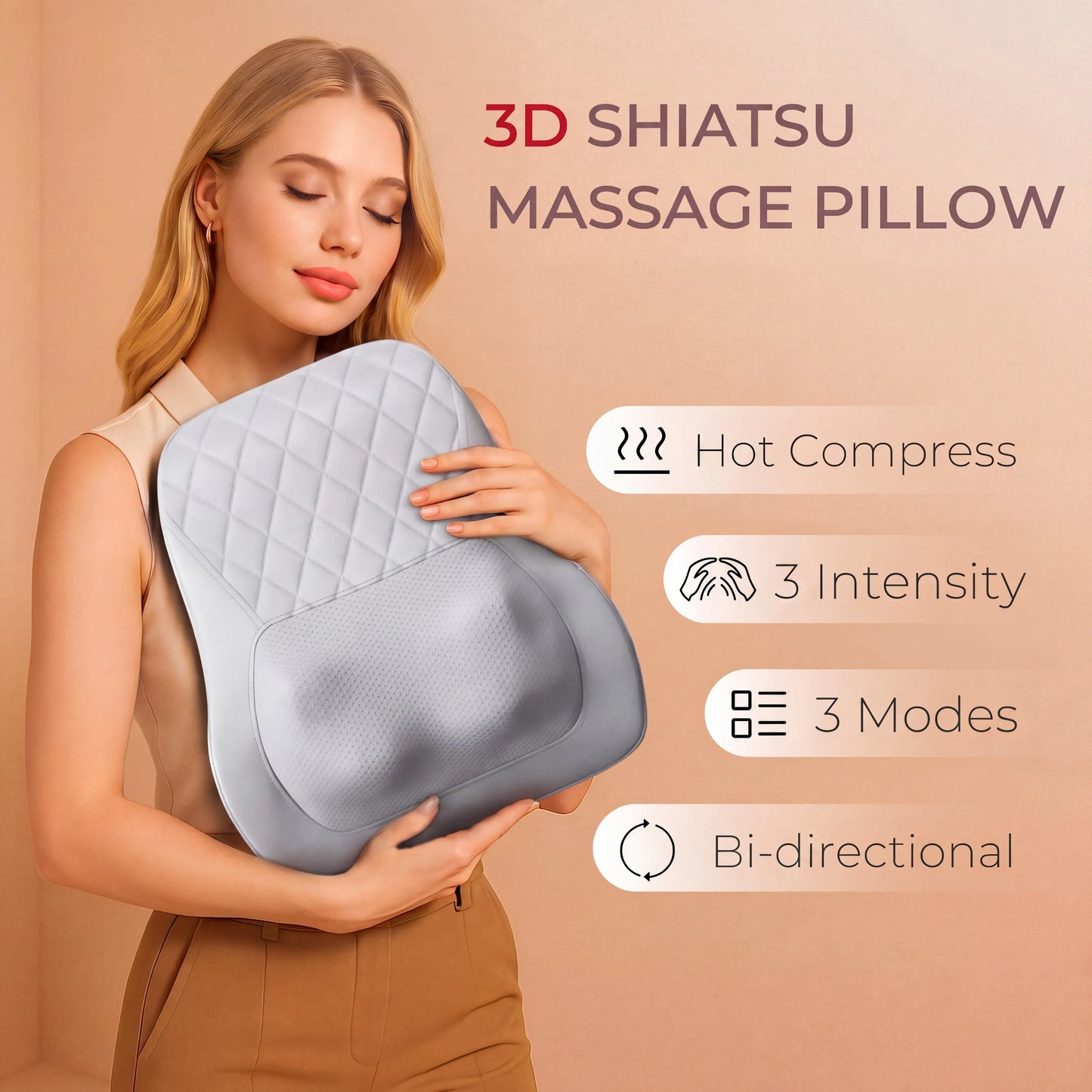 HIMOU Back Massager Neck And Heat 3D Kneading Pillow