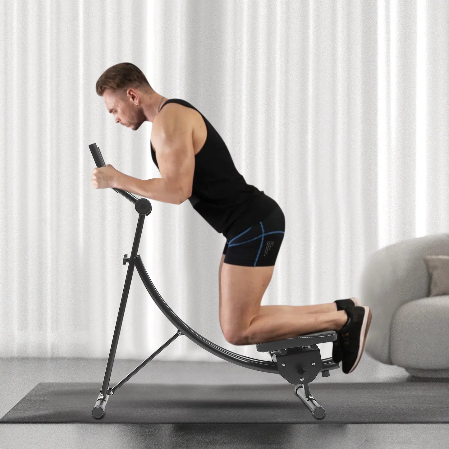 Abdominal Crunch Coaster Height Adjustable Abdominal Trainer With LCD Monitor