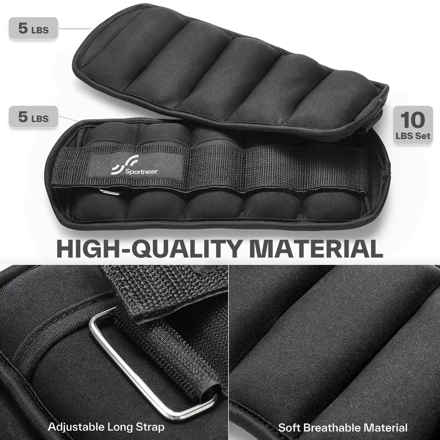 Sportneer Adjustable Ankle Weights For Gym Workouts