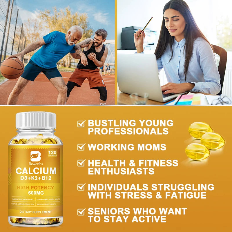 Beworths 4in1 Vitamin D3 Calcium Capsules For Bone Strength Immunity