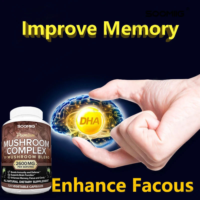 Kenofor Charge Mushroom Complex Supplement For Memory Brain Immune Support