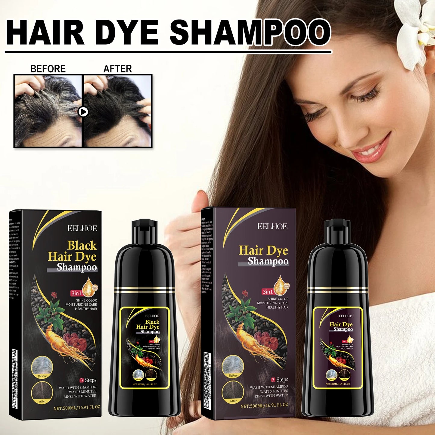Eelhoe Hair Darkening Shampoo With Polygonum Ginger For Grey Hair