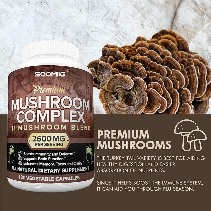 Kenofor Charge Mushroom Complex Supplement For Memory Brain Immune Support