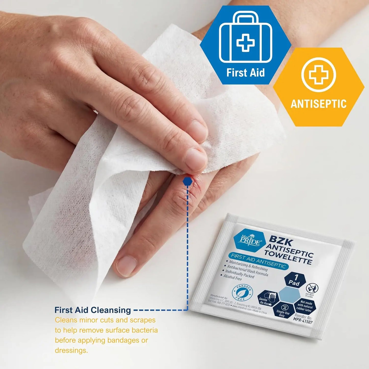 BZK Antiseptic Towelettes Alcohol Free First Aid Cleansing Wipes