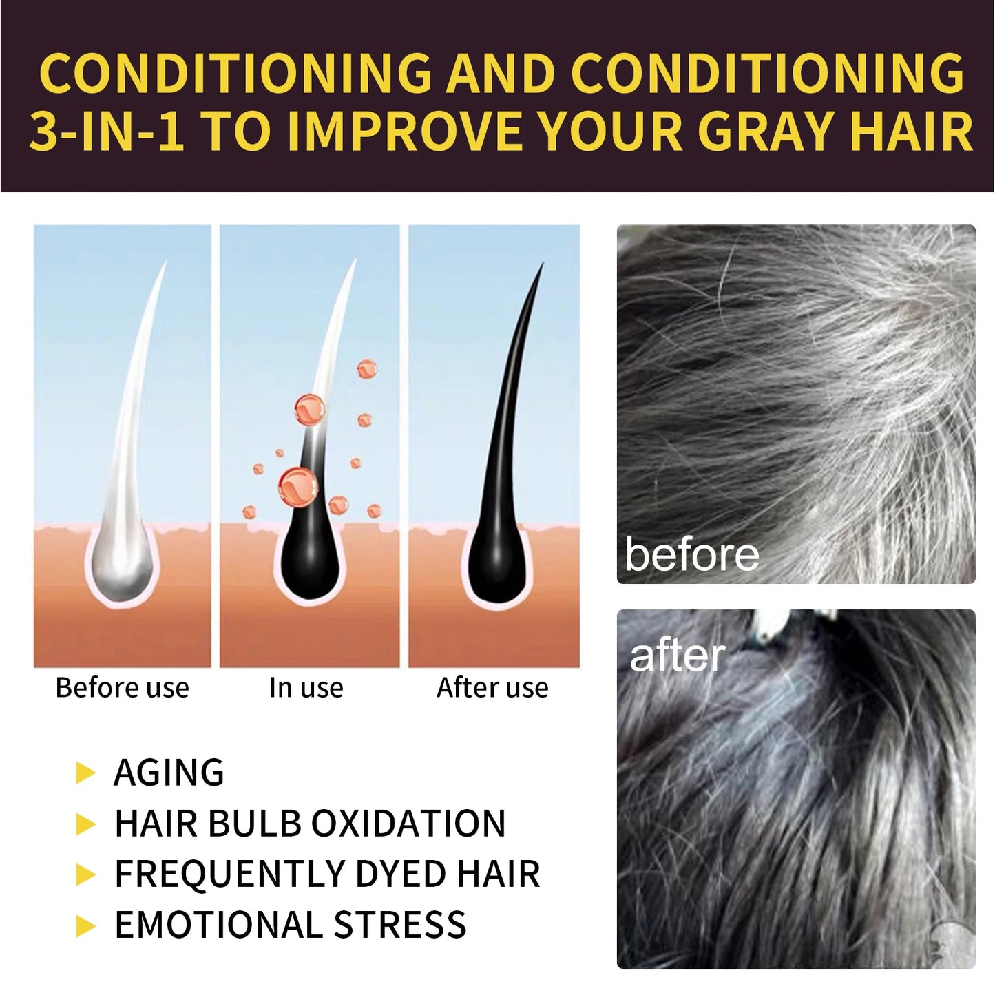 Eelhoe Hair Darkening Shampoo With Polygonum Ginger For Grey Hair