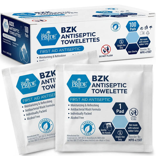 BZK Antiseptic Towelettes Alcohol Free First Aid Cleansing Wipes