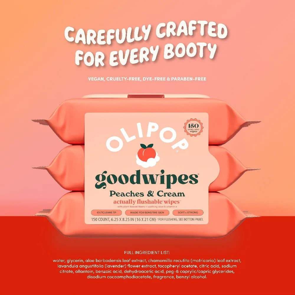 Peaches and Cream Scent Flushable Personal Cleansing Wipes
