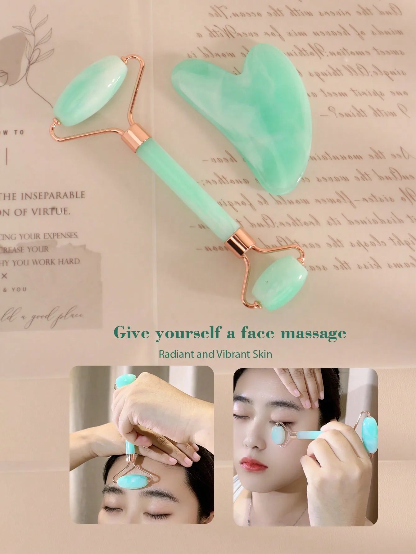 Facial Massage Scraping Tool Kit With Face Roller Massage Stick Ice Gel Pack