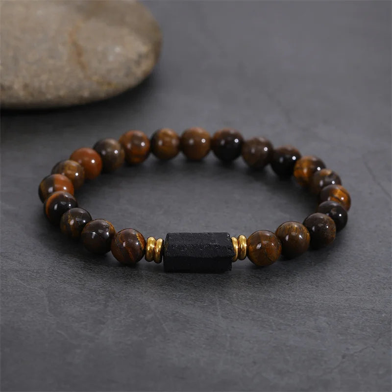 Raw Black Tourmaline Black Tourmaline bracelet, 6mm wrist mara, protection, grounding, stress relief, root chakra,1pc