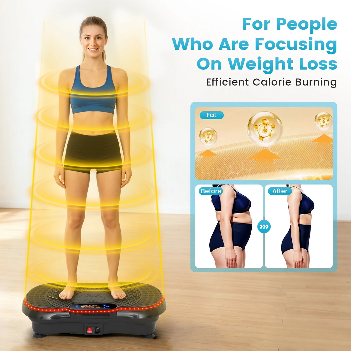 Smart Vibration Plate Exercise Machine With LED Light Strip 200 Speed Levels