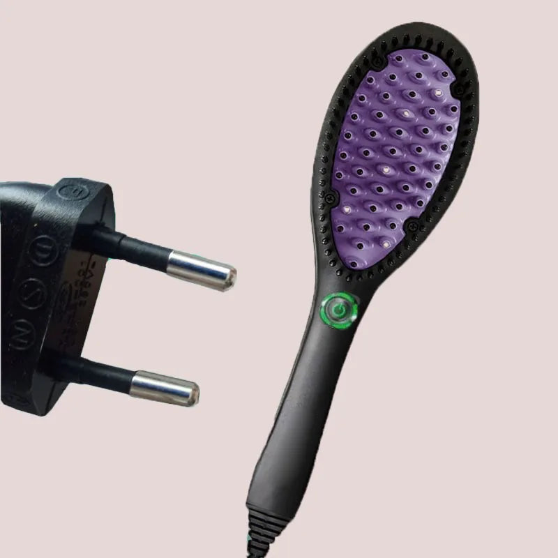 Hugebreen Hair Straightener Brush Ceramic Hot Comb