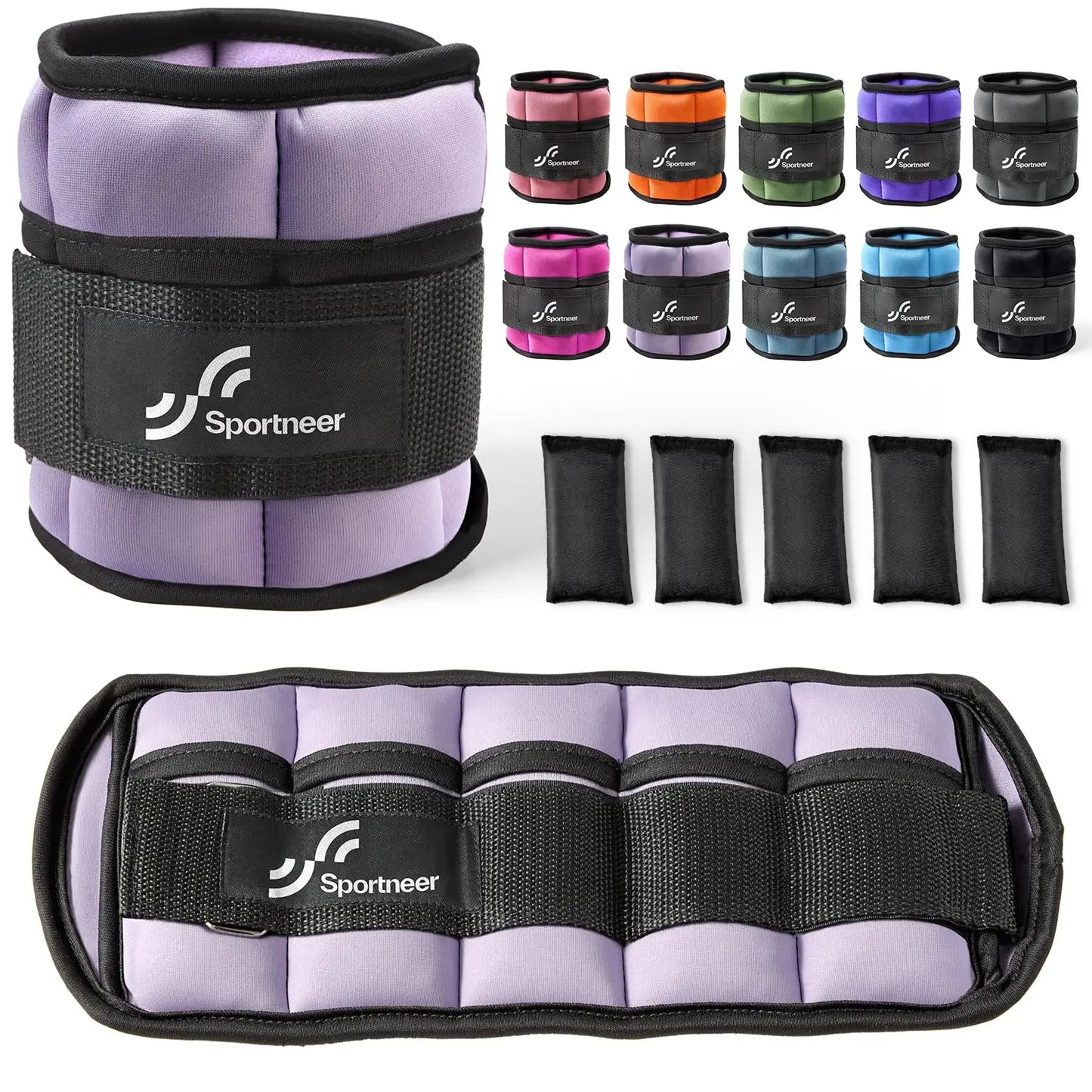 Sportneer Adjustable Ankle Weights 1Pair 10lb Leg Weight Straps for Women Men Weighted Ankle Weights Set for Gym Fitness Workout