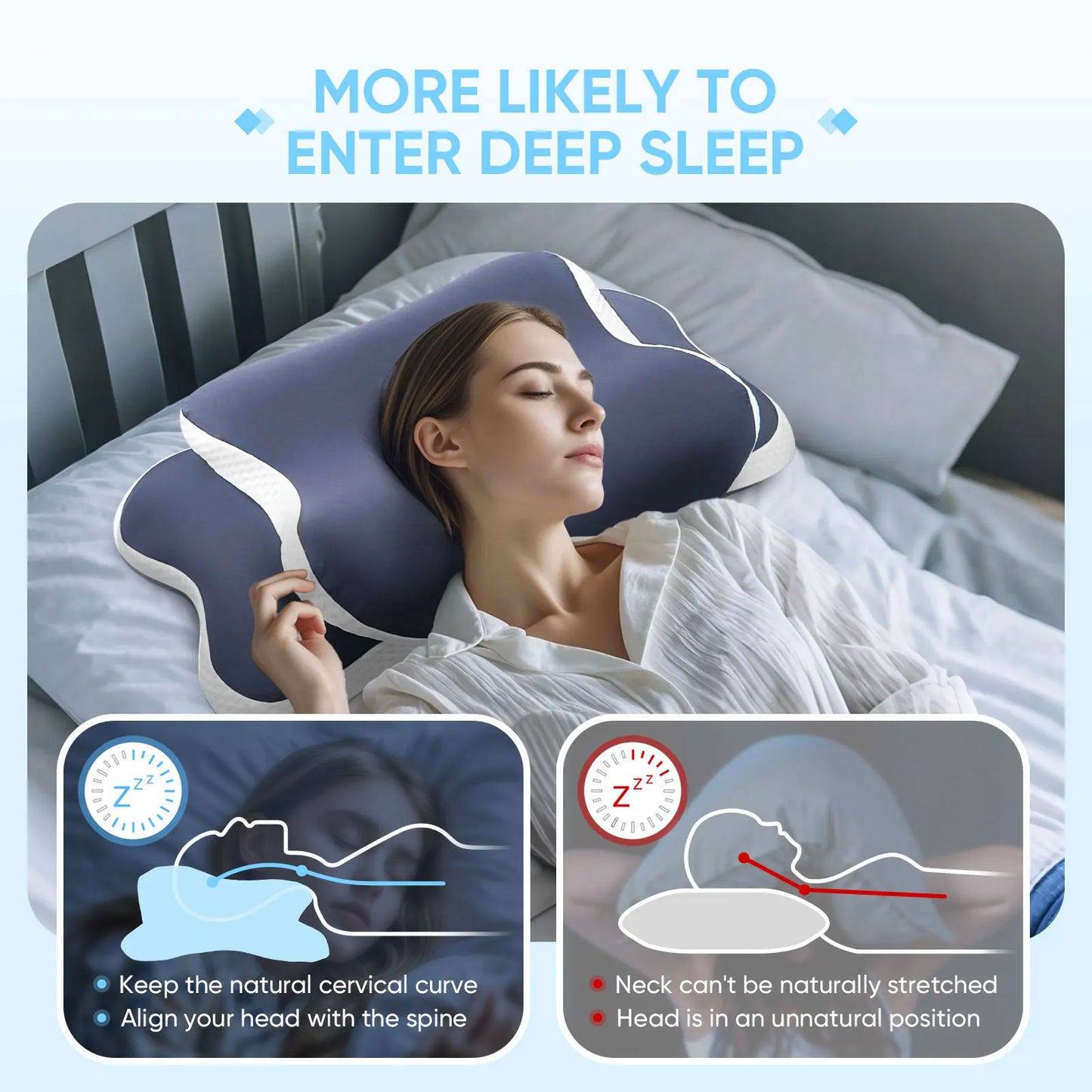 Memory Foam Cervical Pillow For Neck Pain Relief Orthopedic Support