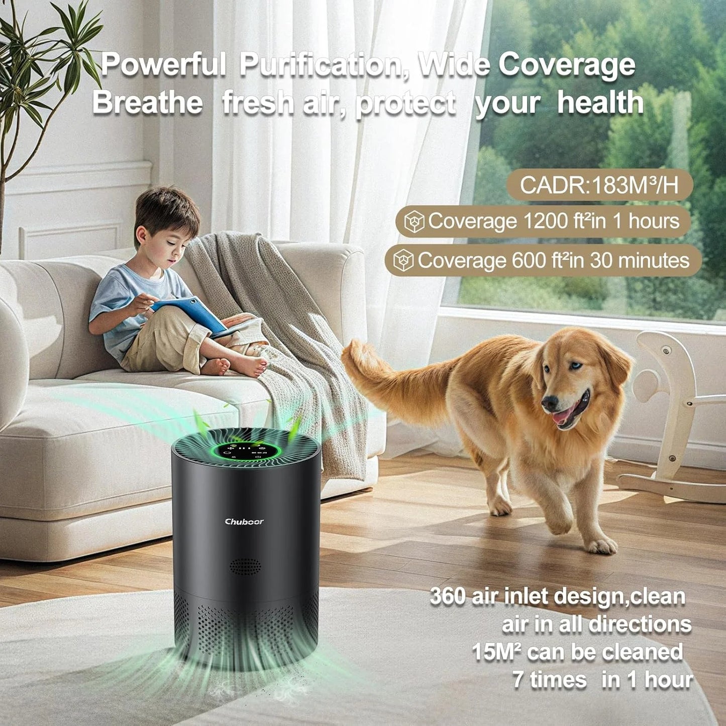 Chuboor H13 True HEPA Air Purifier For Home Bedroom