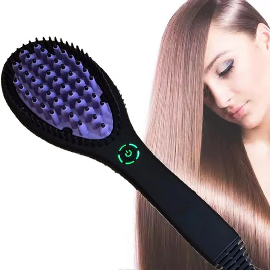 Hugebreen Hair Straightener Brush Ceramic Hot Comb