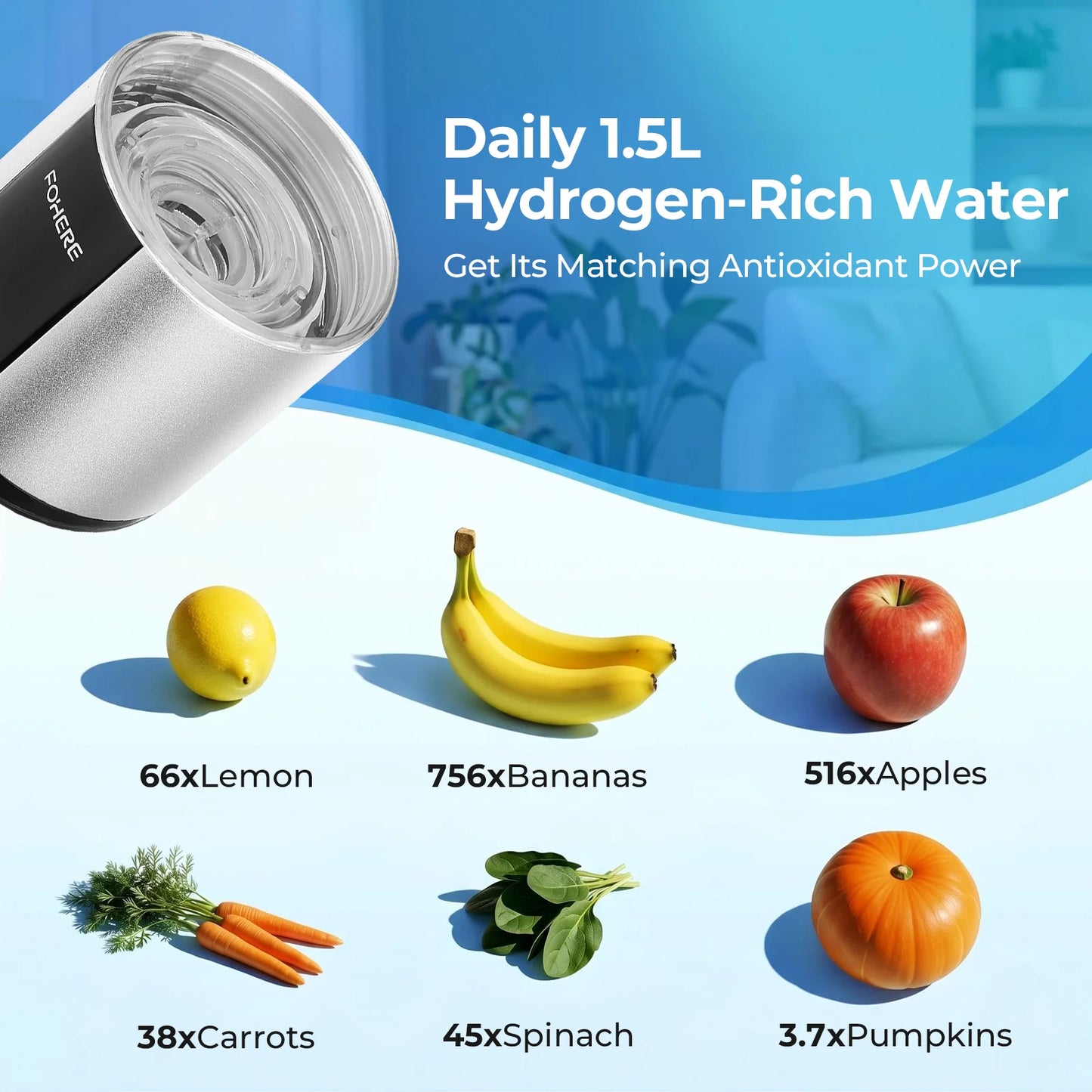 Hydrogen Water Bottle Portable Generator With SPE PEM Technology