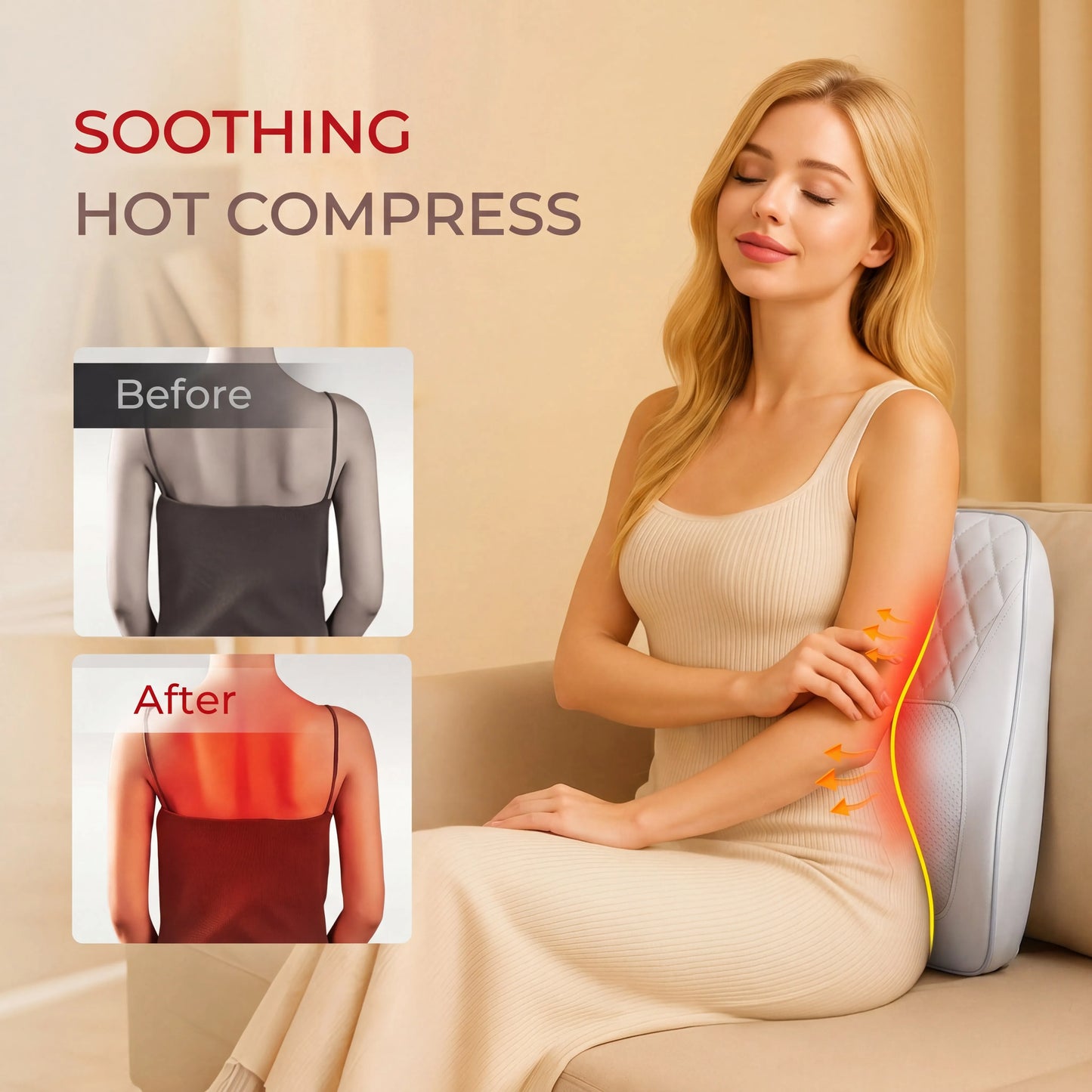 HIMOU Back Massager Neck And Heat 3D Kneading Pillow