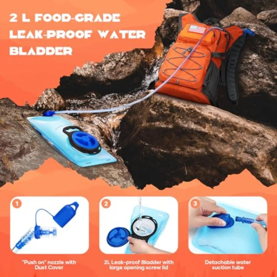 Hydration Hiking Backpack With 2L 3L Water Bladder Bite Valve