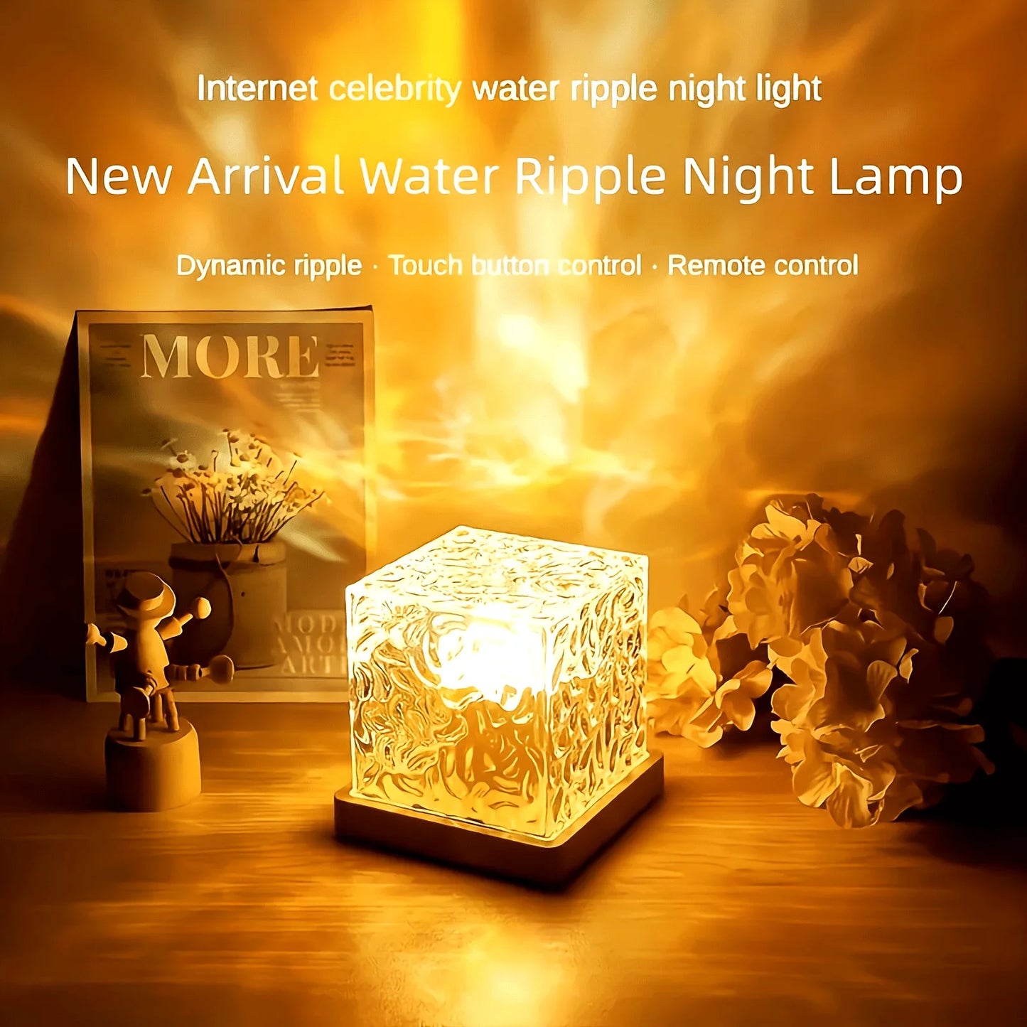16 Colors Ocean Wave Projector Light Touch LED Night Light Remote Dimmable USB Powered Gift Party Decor