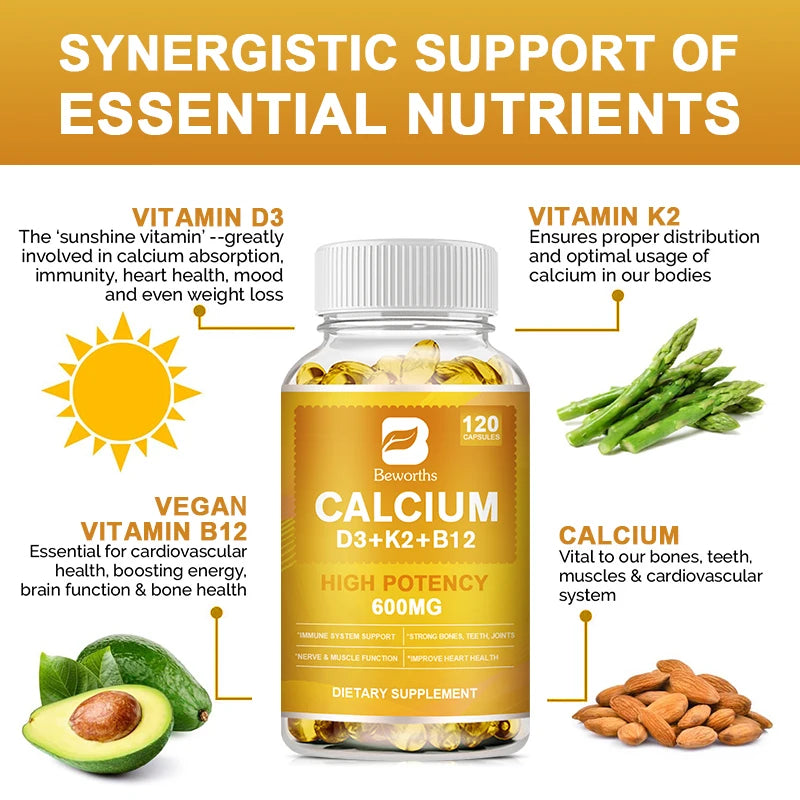 Beworths 4in1 Vitamin D3 Calcium Capsules For Bone Strength Immunity