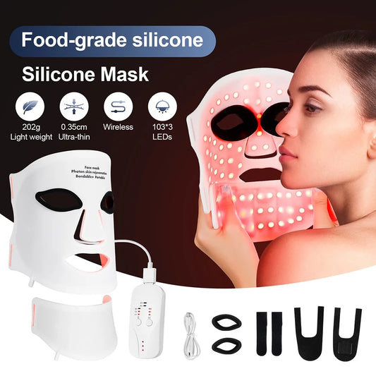 Foreverlily Silicone LED Mask With Neck Wireless Therapy