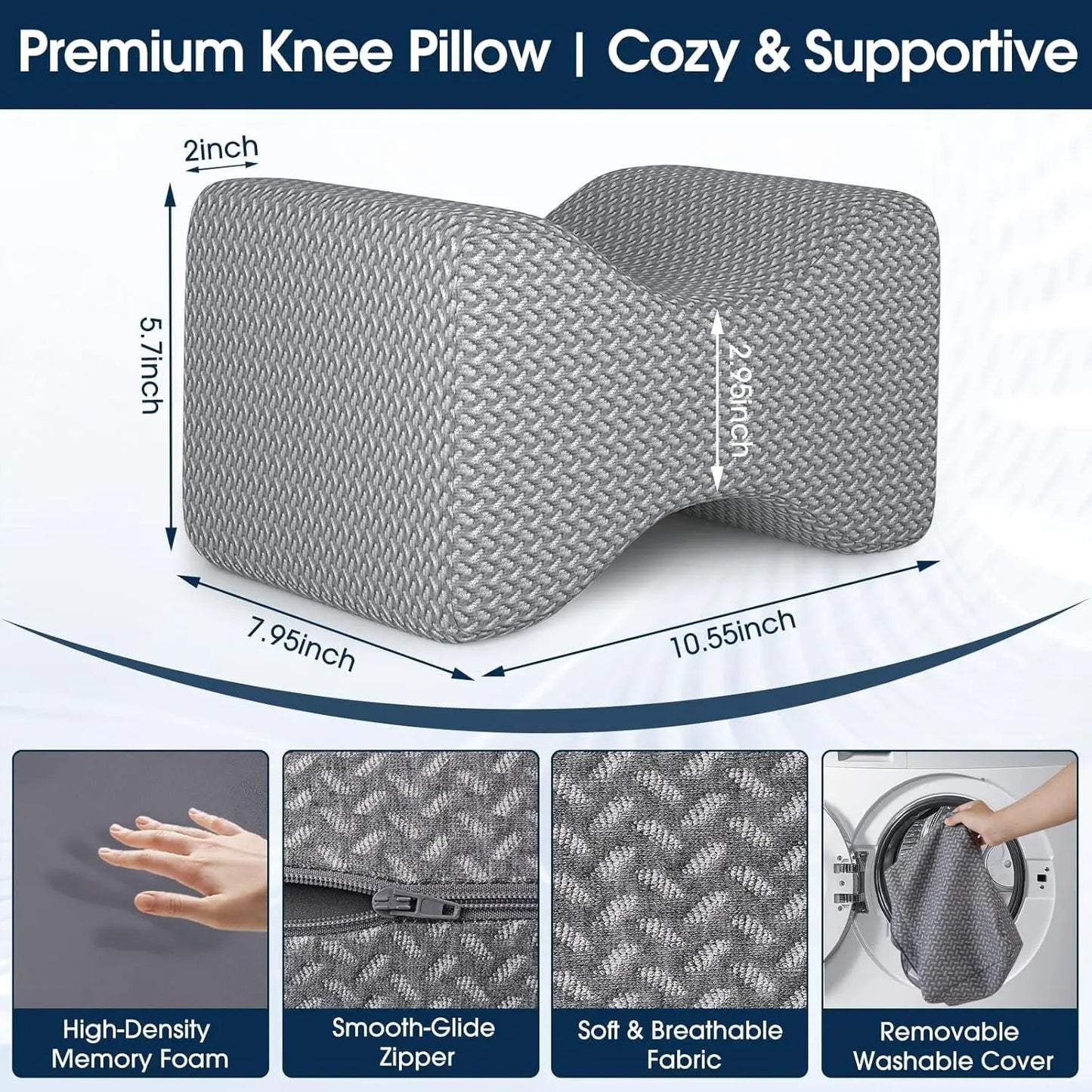 Memory Foam Knee Pillow For Side Sleepers Elevation And Blood Circulation