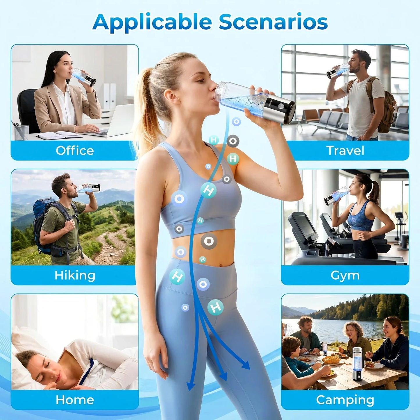 Hydrogen Water Bottle Portable Generator With SPE PEM Technology