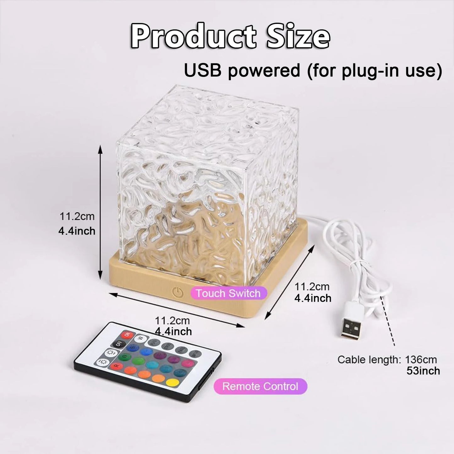 16 Colors Ocean Wave Projector Light Touch LED Night Light Remote Dimmable USB Powered Gift Party Decor