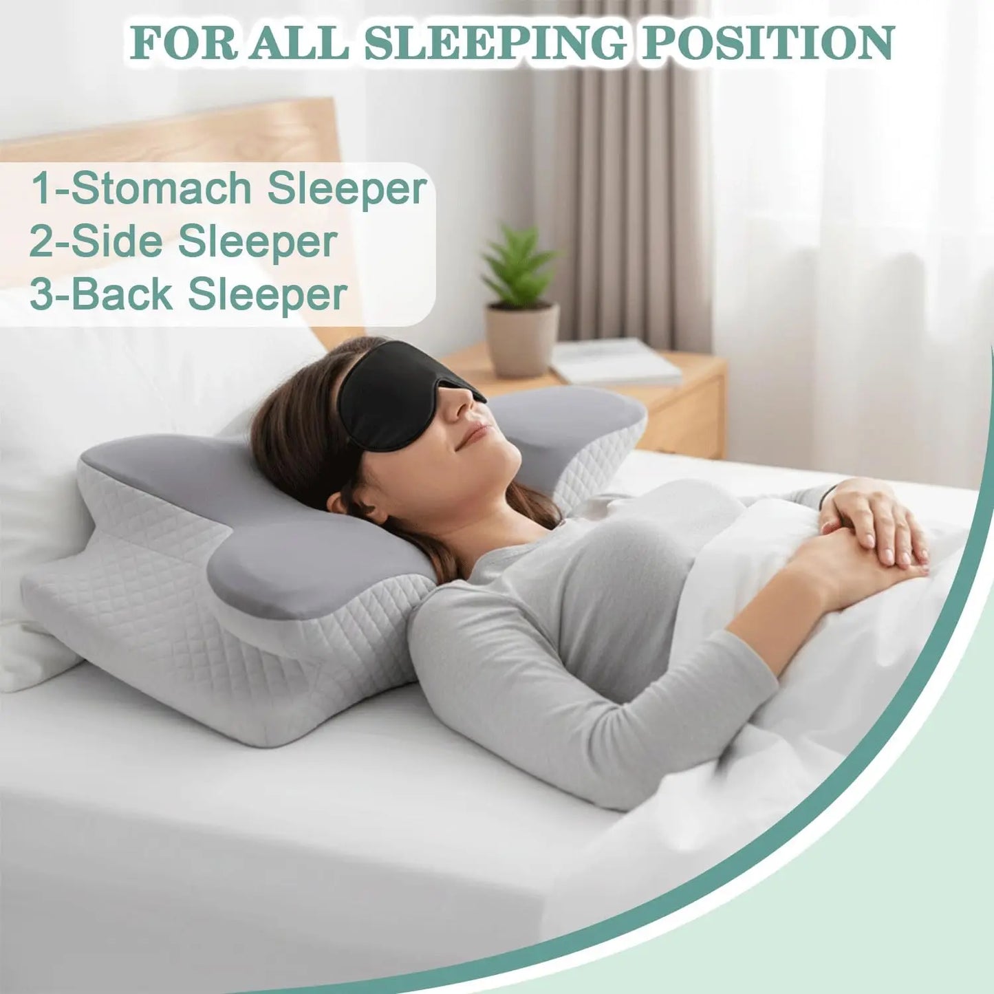Memory Foam Pillow With Sleeping Mask For Ergonomic Neck And Shoulder