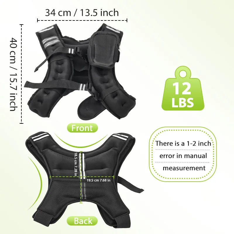 12 Pound Weight Vest With Reflective Stripe Pocket For Workout Strength Training Running Fitness And Muscle Building