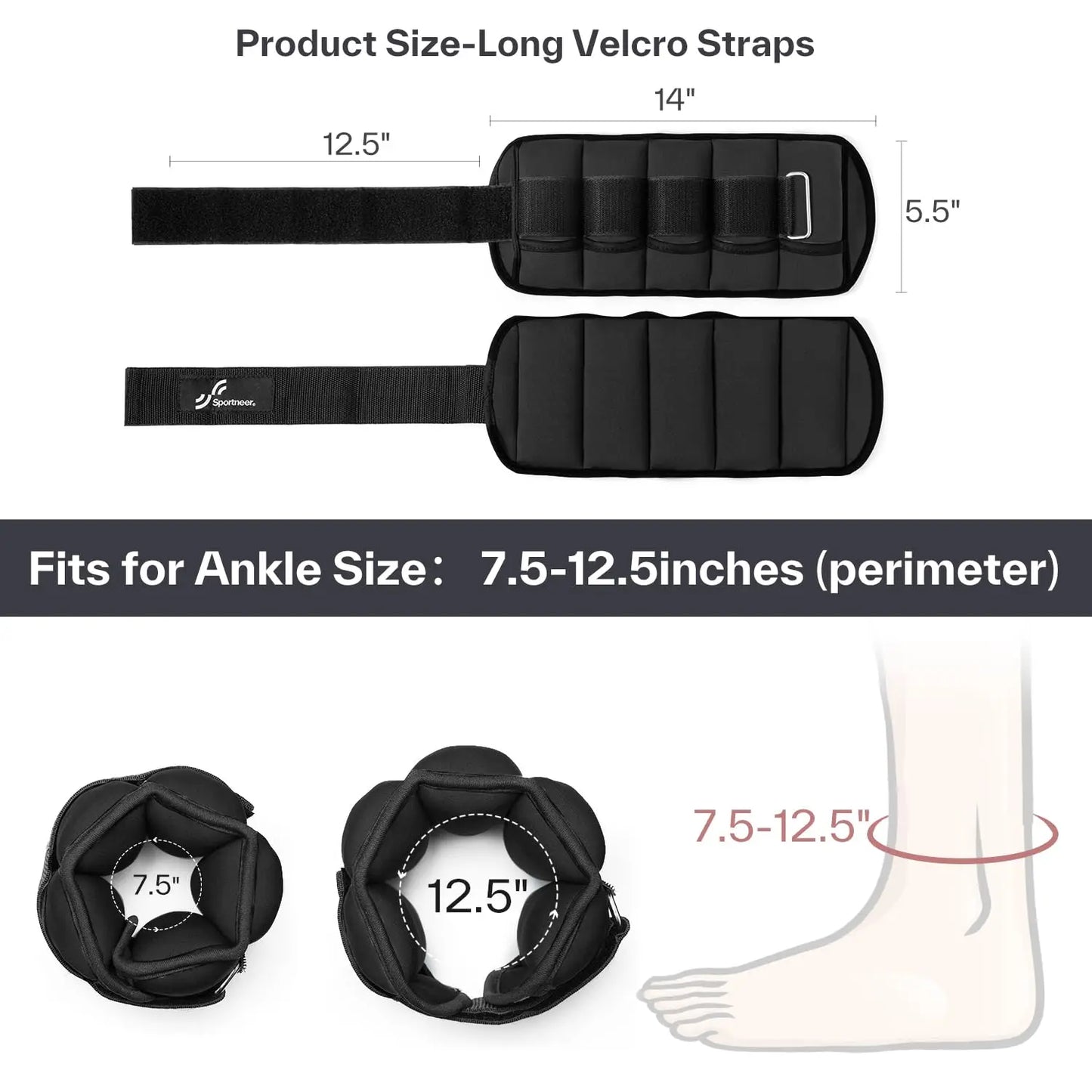 Sportneer Adjustable Ankle Weights For Gym Workouts