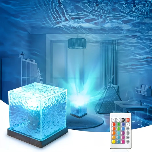 16 Colors Ocean Wave Projector Light Touch LED Night Light Remote Dimmable USB Powered Gift Party Decor