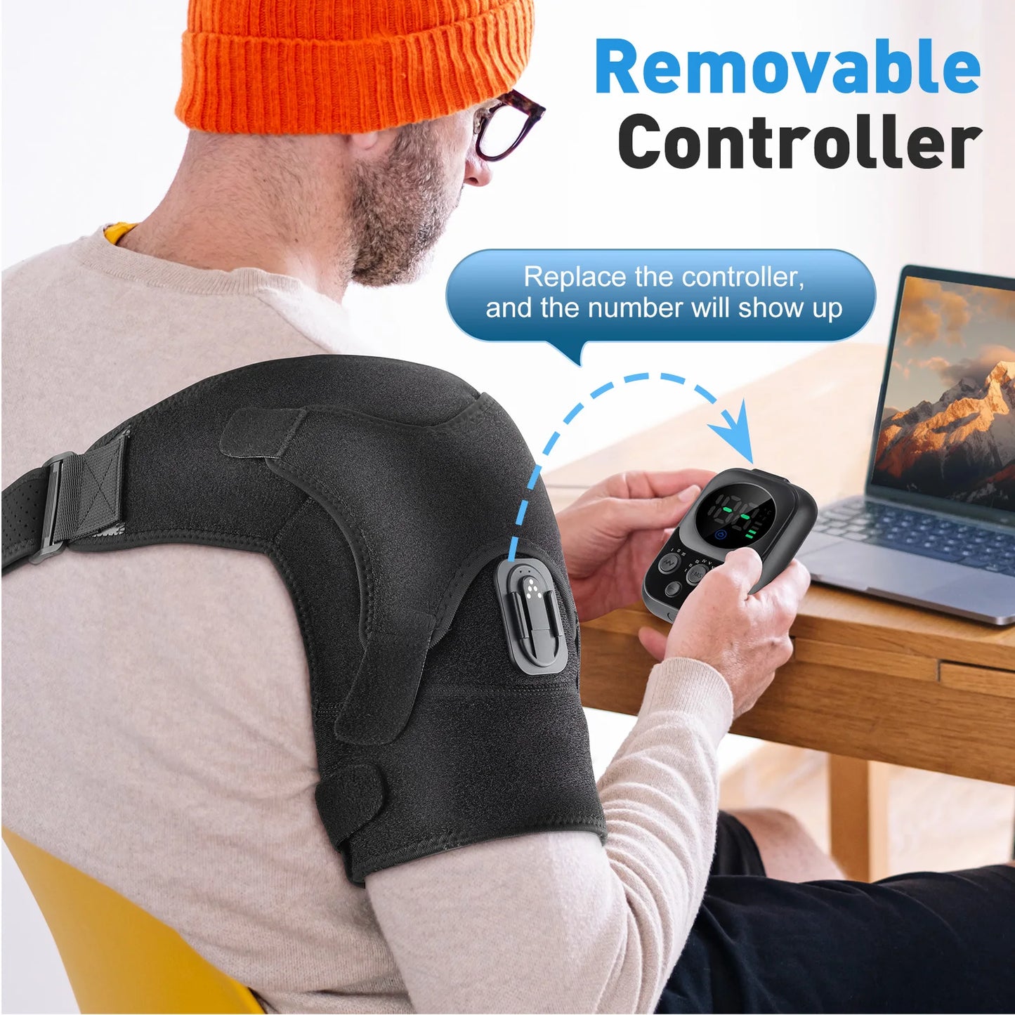 Agdoad Electric Shoulder Brace With Heated Pad And Wireless Control