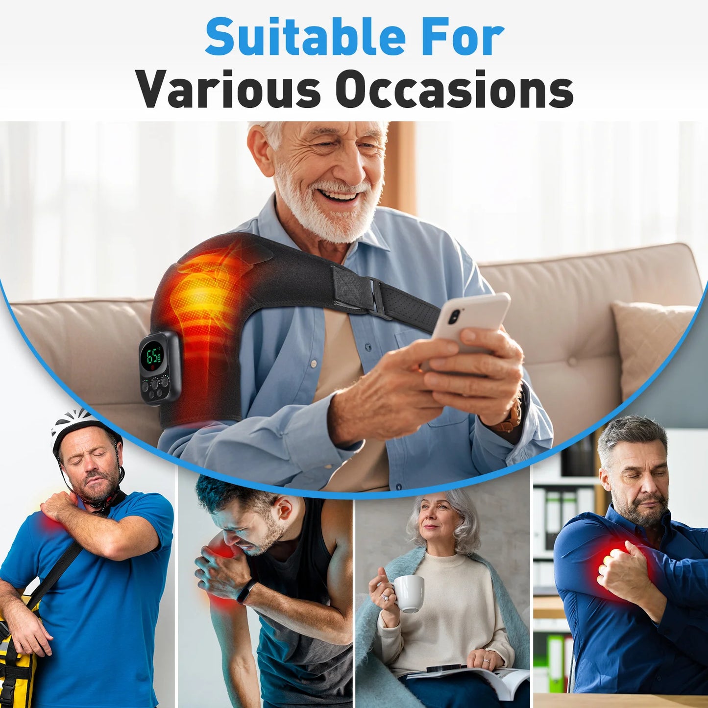 Agdoad Electric Shoulder Brace With Heated Pad And Wireless Control
